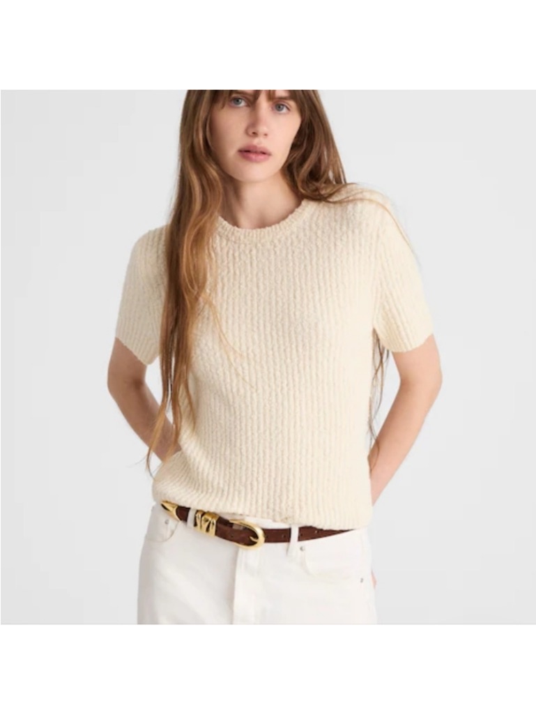 Madewell Boucle Knit Cream Top